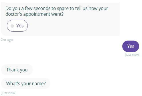Chatbot, asking for a user's feedback