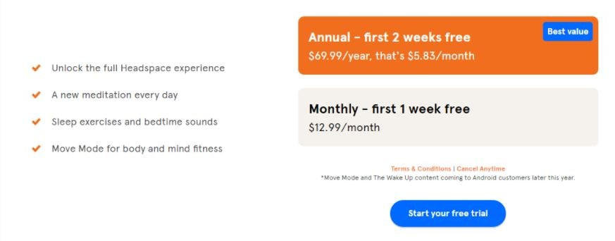 Headspace’s pricing - Headspace